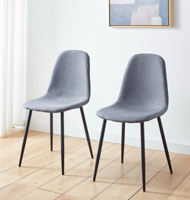 Hallowood Furniture Cullompton Dark Grey Fabric Dining Chair with Black Legs x 2