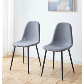 Hallowood Furniture Cullompton Dark Grey Fabric Dining Chair with Black Legs x 2