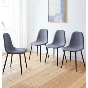 Hallowood Furniture Cullompton Dark Grey Fabric Dining Chair with Black Legs x 4