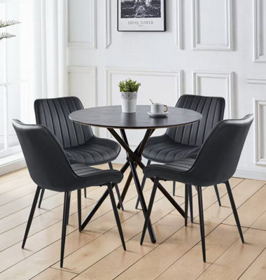 Set di 4 sedie cantilever in ecopelle - Gambe in metallo - Senza