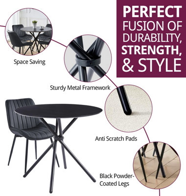 Hallowood Furniture Set di 2 sedie da pranzo in ecopelle nera, eleganti e moderne, sedie da pranzo con robuste gambe in metallo, per casa, ufficio e bar