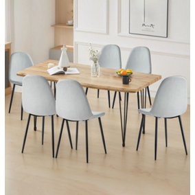 Hallowood Furniture Cullompton Large Dining Table 160cm with 6 Silver Grey Chairs