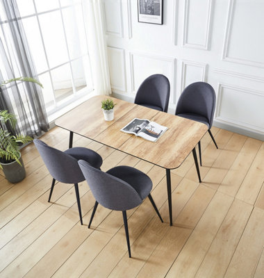 Hallowood Furniture Cullompton Large Extending Dining Table with 4 Grey ...