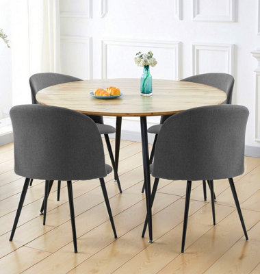 Hallowood Furniture Cullompton Large Round Dining Table 120cm with 4 ...
