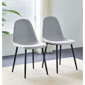 Hallowood Furniture Cullompton Light Grey Fabric Dining Chair with Black Legs x 2