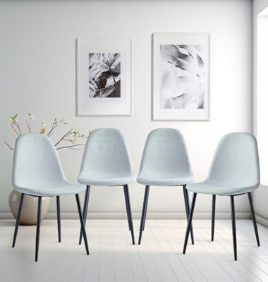 Hallowood Furniture Cullompton Light Grey Fabric Dining Chair with Black Legs x 4