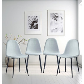 Hallowood Furniture Cullompton Light Grey Fabric Dining Chair with Black Legs x 4