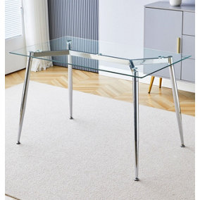 Hallowood Furniture Cullompton Rectangular Glass Dining Table (1.2m) with Chrome Legs