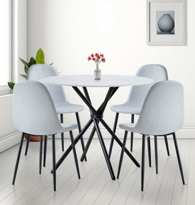 Hallowood Furniture Cullompton Small Round Dining Table (0.9m) with 4 Chairs (CHA502-SGY)