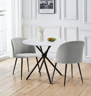Hallowood Furniture Cullompton Small Round Dining Table 90cm with 2 ...