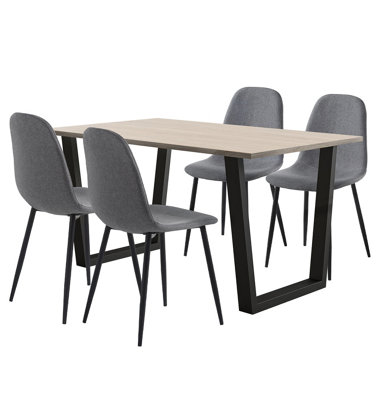 Hallowood Furniture Dudley 1.5m Dining Table Set with 4 Dark Grey