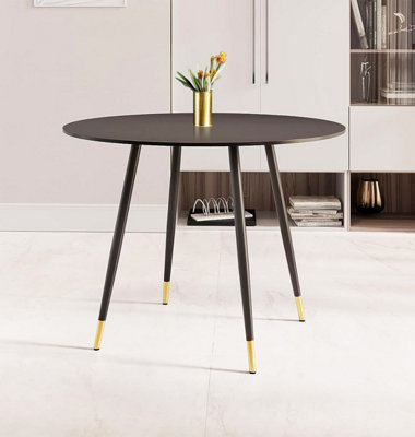 Hallowood Furniture Finley Small Round Dining Table (TAB101) with Black Top