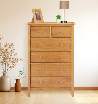 Hallowood Furniture Hereford L Oak 2+4 Chest of Drawers DIY at B&Q