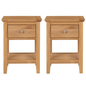 Hallowood Furniture Hereford Oak Lamp Table With Drawer (Pair)