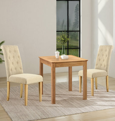 Hallowood Furniture Hereford Oak Small Dining Table with 2 Fabric Chairs DIY at B Q