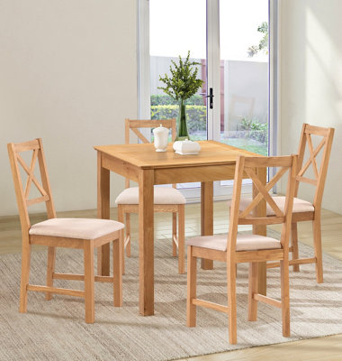 Hallowood Furniture Hereford Small Dining Table with 4 Cross Back Oak