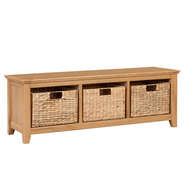 Hallowood Furniture Hereford Storage Bench with 3 Basket