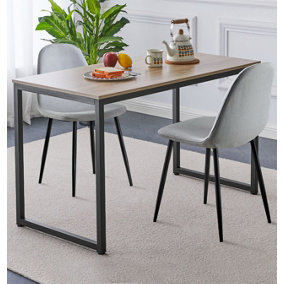 Hallowood Furniture Kempley Fixed Top Dining Table Set with 2 Light Grey Fabric Chairs