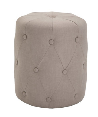 Hallowood Furniture Large Round Fabric Stool (Beige)
