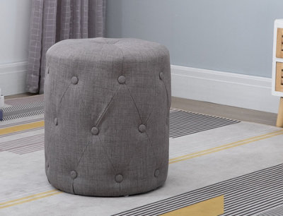 Hallowood Furniture Large Round Fabric Stool (Steel Grey)