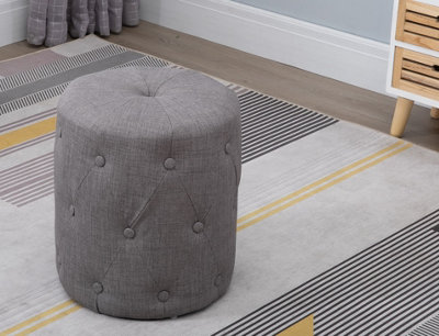 Hallowood Furniture Large Round Fabric Stool (Steel Grey)