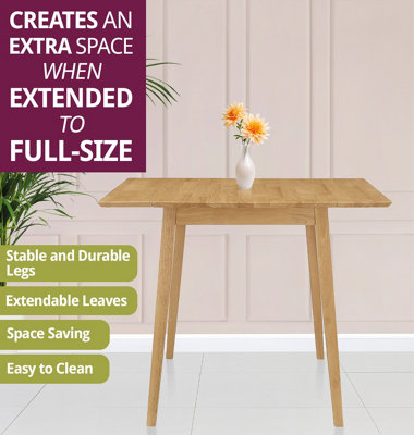 Hallowood Furniture Ledbury Set van 2 kleine ronde eettafels en stoelen van hout met eiken afwerking, inklapbare keukentafel voor thuis, kantoor, café
