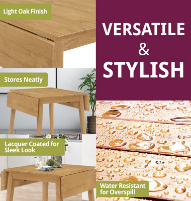 HALLOWOOD FURNITURE LEDBURY DROP LEAF RECTANGULAR TABLE IN LIGHT OAK FINISH