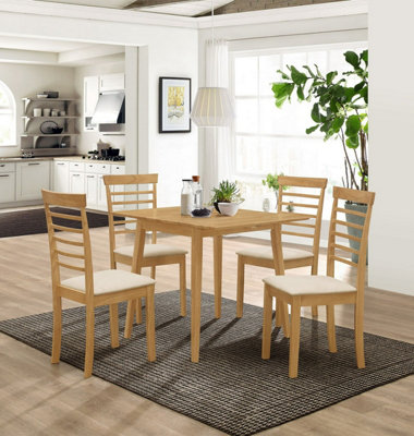 Hallowood Furniture Ledbury Drop Leaf Rectangular Table with 4 Chairs in Light Oak Finish