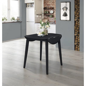 Hallowood Furniture Ledbury Drop Leaf Round Table in Black Finish