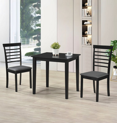 Hallowood Furniture Ledbury Small Dining Table with 2 Chairs in Black Finish
