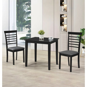 Hallowood Furniture Ledbury Small Dining Table with 2 Chairs in Black Finish