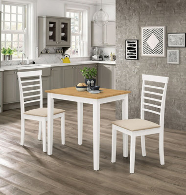 Hallowood Furniture Ledbury Small Dining Table with 2 Chairs in White Painted and Light Oak Finish DIY at B Q