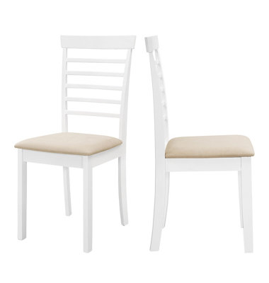 Hallowood Furniture Ledbury Wooden Chair with Fabric Seat Pad in White Painted Finish Pair DIY at B Q