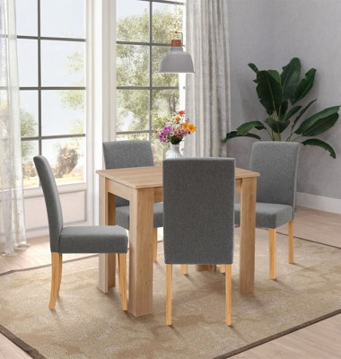 Hallowood Furniture Newquay Oak Fixed Top Table with 4 Straight Back ...