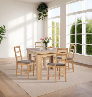 Hallowood Furniture Hereford, piccolo tavolo da pranzo in rovere chiaro, quadrato, in legno di rovere massiccio, tavolo da pranzo per cucina, colazione, casa, ufficio o bar