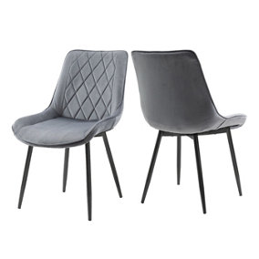Hallowood Furniture Pair of Fabric Dining Chair - Light Grey