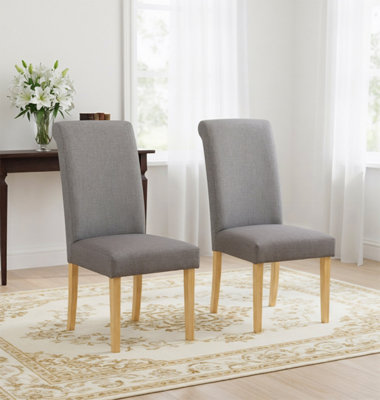 Hallowood Furniture Premium Roll Top Linen Fabric Steel Grey Dining ...