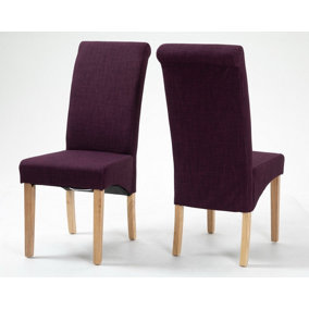 Hallowood Furniture Roll Top Purple Fabric Dining Chair (KD, Pair)