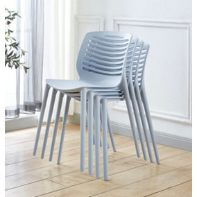 Hallowood Furniture Stoker Light Grey Stackable Plastic Chairs x 4