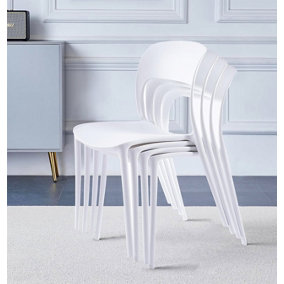 Hallowood Furniture Stoker White Stackable Plastic Chairs (CHA201-WHI) x 4