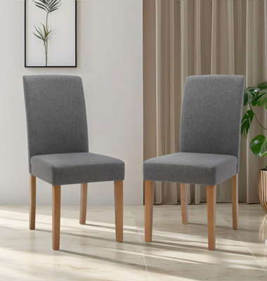 Hallowood Furniture Straight Back Grey Fabric Chairs with Oak Legs