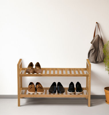 Hallowood Furniture Waverly Oak 2 Tier Stackable Shoe Rack