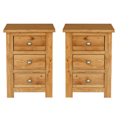 Hallowood Furniture Waverly Oak 3 Drawer Bedside Table (Pair) | DIY at B&Q