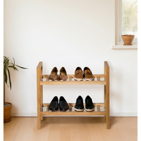 Hallowood Furniture Waverly Oak Narrow 2 Tier Stackable Shoe Rack