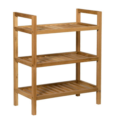 Hallowood Furniture Waverly Oak Narrow 3 Tier Stackable Shoe Rack