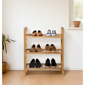 Hallowood Furniture Waverly Oak Narrow 3 Tier Stackable Shoe Rack