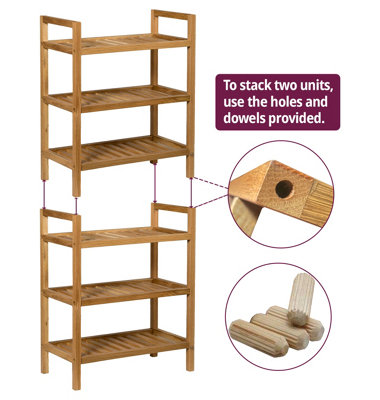 Hallowood Furniture Waverly Oak Narrow 3 Tier Stackable Shoe Rack