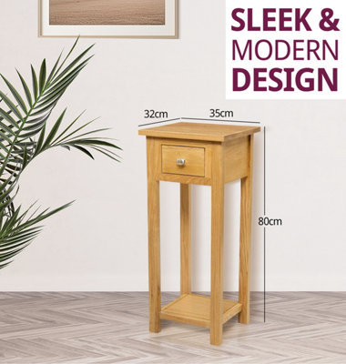 Hallowood Furniture Set 2 Tavolini Rovere Chiaro – Consolle E Comodino In Legno Massiccio, 33x40x40 Cm