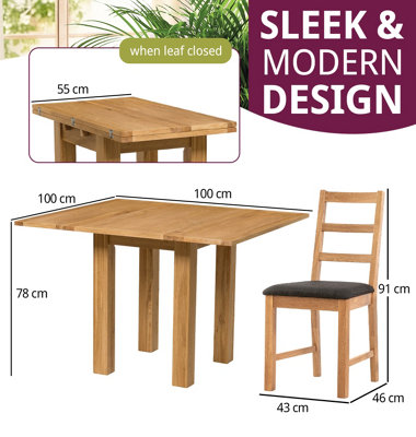 Hallowood Furniture Waverly Small Folding Table with 4 Ladder Back Oak ...