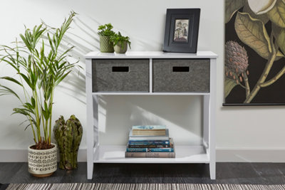 Hallway Living Console Storage Unit with 2 Felt Drawers and Bottom Shelf